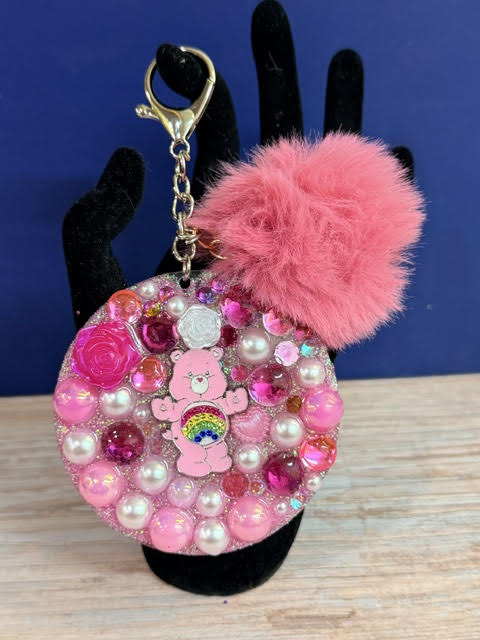 Pink Care Bear Inspired Junk Keychain