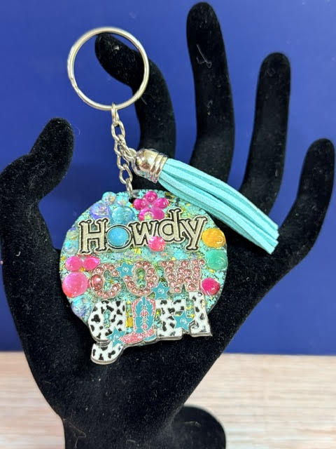 Howdy Cowgirl Western Junk Keychain